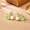 Pendientes de Perla con Diamantes de Colores Brillantes, Pendientes de Verano Dopamina Dulces y Frescos, Accesorios Sencillos, Modernos y de Alta Gama para Niñas