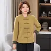 Novo casaco de outono estilo chinês transfronteiriço para mães 2026, corte slim e elegante para meia-idade e idosos, tamanho grande, casaco versátil