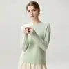 Estilo Outono e Inverno Lã Cashmere Feminino Malha 12 Fios Gola Redonda Suéter Pulôver Outono e Inverno Versátil Diário Simples