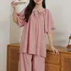 Novo Conjunto de Pijama de Algodão e Seda para Mulheres Verão 2026, Roupa Casual Solta para Casa, Conjunto de Duas Peças Fino para Ar Condicionado