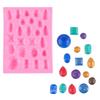 Molde de silicona líquida con forma de semicírculo de gemas geométricas variadas, molde decorativo de arcilla y yeso para pasteles de azúcar.