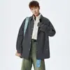 Camisa de Manga Comprida para Homem, Novo Estilo Primavera e Outono 2025, Botões Turquesa, Marca da Moda, Jaqueta Camisa Casual Solta com Gola Reversível