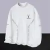 Camiseta de Veludo Dupla Face Gola Alta Manga Longa Outono e Inverno Masculina Slim Casual Camiseta Básica Masculina e Feminina Lapela Acolchoada Top Quente