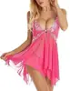 Camisola Sexy de Renda com Bainha Irregular Transparente e Fenda Frontal, Vestido de Alça Venda por Atacado Renda Sexy