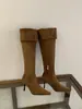 Encontro Primeiro Temporada Uso Dupla Face Outono/Inverno 2026 Novas Botas Longas de Bico Fino e Salto Alto Acima do Joelho Botins Franzidos Slimming Boots