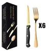 Juego de cuchillo y tenedor para bistec de acero inoxidable 1010 más vendido transfronterizo, juego de 24 piezas para hoteles y restaurantes occidentales, incluye tenedores de postre