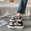 Sapatos de prancha de sola grossa femininos outono novo preto e branco estudante cadarço casual branco sapatos redondos altura crescente tênis vintage