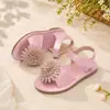 Sandalias Florales de Verano para Niñas, Zapatos Diarios de Playa para Niños Pequeños, Velcro Suela Suave Antideslizantes Zapatos de Princesa