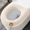 Funda de asiento de inodoro de felpa engrosada de invierno con asa, alfombrilla/funda de inodoro tejida universal cálida para el hogar