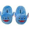 Pantufas de Pelúcia Stitch Estrela de Inverno Desenho Animado Casal Indoor Casa Pacote Completo Salto Espessado Sapatos de Algodão Quentes