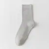 Meias Fortes para Casal Meias de Cano Médio Outono Inverno Cor Sólida Meias Largas Meias Longas Femininas Meias Retrô