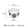 Caneca de Chá de Vidro Jiucheng Jinshan Personalizada Cristal Ouro Escondido Transparente Vista da Montanha Casa Mestre Kung Fu Chá Degustação