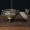 Quemador de incienso de aleación estilo étnico chino, soporte de incienso de metal, regalo decorativo, decoración interior de alta gama