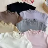 Ropa de Otoño para Bebé Niña, Camisetas de Moda y Versátiles, Camisetas Básicas con Cuello de Encaje, Tops de Moda de Otoño para Niñas