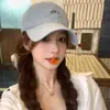 Boné de Baseball Simples Bordado com Letras Estilo Coreano para Mulheres, Primavera e Verão, Aba Larga Azul, Coroa Profunda, Emagrecimento Facial, Versátil