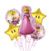 Globo de película de aluminio con temática de juego de dibujos animados de Mario, nuevo diseño transfronterizo, suministros de cumpleaños de princesa melocotón, venta al por mayor