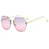 Gafas de Sol Personalizadas Estilo Europeo y Americano para Mujer, Gafas sin Marco de Borde Cortado, Lentes de Sol Modernas con Protección UV para Conducir Hombres de Rostro Redondo, Versátiles para Uso Transfronterizo