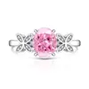 Transmisión en Vivo Más Vendido Anillo Huevo de Paloma Cortado Flor de Hielo de Piedra Preciosa de Color para Mujer Incrustado con Diamante de Alto Carbono Anillo de Mariposa Fabricante Dropshipping