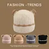 Gorro de Peluche Lindo de Dibujos Animados de Invierno con Ala Ancha para Mujer, Estilo Japonés Cálido Engrosado Protección para Orejas Gorro de Punto con Orejas de Oso, Dulce y Fresco