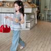 Colete de menina YOJIA verão 2025 novo estilo renda roupas infantis blusa de alça fina para menina roupas infantis