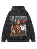 Camiseta de Manga Corta Estampada Estilo Retro Americano Transfronteriza Lear Wayne LilWayne Suéter Pesado de Manga Larga Cuello Redondo con Capucha
