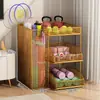 Cesta de almacenamiento para colchonetas de yoga, cesta de almacenamiento para equipo deportivo, soporte para raquetas de bádminton, estante de almacenamiento de juguetes, estante estrecho para equipo de fitness