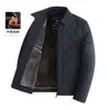 Jaqueta Acolchoada com Forro de Lã para Outono e Inverno, Casaco de Algodão Quente para Pai, Roupa Externa de Algodão com Gola Reversível para Homens de Meia-Idade e Idosos