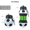 Botella de Agua Plegable - Botella Plegable de Silicona con Forma de Bola de 550ml, Grado Alimenticio, Boca Ancha con Gancho Mosquetón - Botella de Agua Deportiva Esférica Portátil para Niños, Exteriores, Camping, Gimnasio, Viajes
