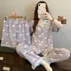 Yunduo Algodón Nuevo Lindo Pijama para Mujer 2026 Verano Delgado Manga Corta Conjunto de Tres Piezas Dibujos Animados Pony Ropa de Casa Disparo Real