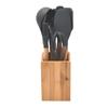 Juego de utensilios de cocina de silicona de gran venta transfronteriza con mango de madera, espátula, cuchara y pala (11 piezas)