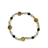 Pulsera de Abalorios Estilo Ins Retro Maillard Ojo de Tigre, Pulsera en Capas de Piedra Natural y Perla, Estilo Lujo Ligero