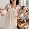 Estilo fresco estilo japonês verão espuma algodão sling camisola colarinho quadrado doce bonito desenhos animados pijamas soltos roupas domésticas