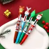 Caneta Esferográfica de Natal 4 Cores Caneta Multifuncional para Diário Caneta de Tinta a Óleo Colorida para Estudante Prêmios Infantis Presente de Feriado Caneta Multicolor
