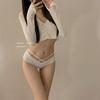 Ropa interior de hilo estilo japonés para niña, algodón puro, cintura baja, borde de encaje, hueca, transpirable, calzones con tirantes cruzados para mujer
