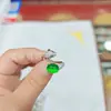 Anillo de Lujo con Incrustaciones de Calcedonia Verde Hielo Chapado en Plata al por Mayor Nuevo Estilo Chino Anillo Abierto de Ágata Verde Anillo de Jade Joyería