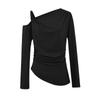 Otoño Nuevo Estilo Deseo Puro Camiseta de Manga Larga con Hombros Descubiertos para Mujer, Ajuste Entallado, Top Básico Versátil de Moda