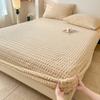 Sábana Bajera de Tafetán Engrosado tipo Gofre de Invierno Pieza Única Cálida Sencilla Protector de Colchón Cubierta de Cama Fija Todo Incluido
