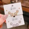 Nuevos Pendientes Redondos Geométricos de Zircón y Perla Tres Pares de Pendientes Exquisitos y de Alta Gama para Mujer Juego de 6 Piezas de Joyería