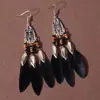 Brincos de Pena Boêmios Europeus e Americanos, Brincos de Franja Estilo Étnico Exagerado Retrô para Feriados, Acessórios de Viagem de Yunnan para Mulheres