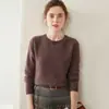 Suéter Feminino de Cashmere Outono/Inverno 2026 com Ombro Raglã e Gola Redonda, Design Versátil, Tricô de Lã