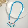 Cadena geométrica de color estilo étnico transfronteriza para la frente redonda colgante de borla de gota de agua retro para la ceja accesorios de turismo de Yunnan
