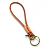 Colgante de Línea Larga de Cuero Estilo Retro Simple y Artístico Llavero de Coche para Hombre con Anillo Circular, Accesorio Popular Transfronterizo