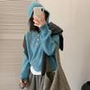 Suéter Pulôver com Capuz Listrado Estilo Coreano Feminino Outono e Inverno Novo Estilo Preguiçoso Macio Aconchegante Manga Longa Suéter Top