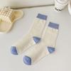 Calcetines Calcetines de Media Caña para Mujer Blancos Verano Delgados Color Caramelo Vertical Algodón Color Ins Empalmado Ropa Exterior Estilo Universitario Medias