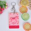 Porta credencial de estudiante de transporte público creativo, soporte para tarjetas bancarias de acrílico suave estéreo 3D, venta al por mayor, diseño personalizado de dibujos animados