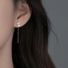 Pendientes de borla de circonita de cuatro puntas con temperamento largo, cadena de red roja, diseño de estrella brillante de cuatro esquinas, nuevos