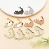 Accesorio de joyería DIY 25x25mm impreso al óleo lindo gato naranja elástico/gato atigrado de tres colores charm colgante