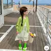 Cárdigan de punto de color liso chaqueta protectora del sol ropa de verano para niños elegante ligero transpirable versátil camisa top para aire acondicionado