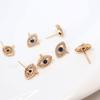Pendientes colgantes de ojo de diablo con circonita incrustada en oro de 14 quilates, accesorios para pendientes hechos a mano, pasador para oreja chapado en oro de plata 925.
