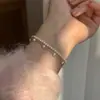Pulsera de perlas de plata de ley S925 para mujer, pulsera simple y linda con un diseño delicado y lindo, accesorio de joyería de alta gama